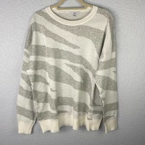 Fate Sweater Size 1X Womens Plus Zebra Print Thin Knit Crew Neck Long Sleeve